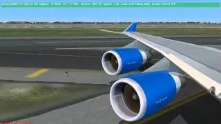 boeing 747-400 blue wings schiphol landing