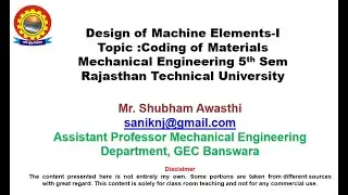 DME-1 IS Coding (UNIT -1) by Shubham Awasthi | B.Tech.| Mechanical | 5th Sem| RTU
