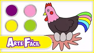 Arte F&aacute;cil | COMO DESENHAR UMA GALINHA COLORIDA COM GLITTER! | Aprenda a Desenhar | Para Crian&ccedil;as