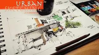 【  Urban Sketching  】 Taiwan Old Street Sketching and Painting | Easy and Simple Watercolor