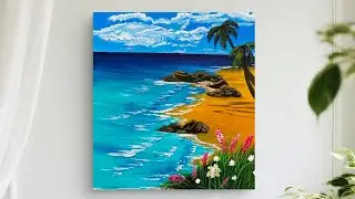 Easy Acrylic Painting For Beginners / Beach Scenary Painting / Acrylic Painting Tutorial 