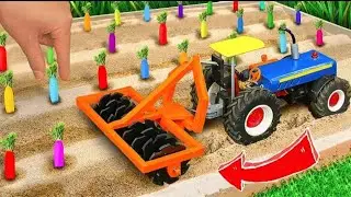 diy making mini plough machine planting field of turnips rainbow colors |KeepVillaDonganh mini #13