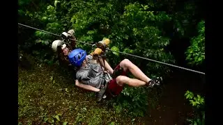 Zip-lining with kids at Sky Adventures, Costa Rica