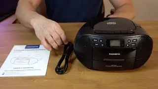 MAGNEMA Portable CD Cassette Boombox with AM/FM Stereo Radio, Bluetooth and USB, CD-R/RW