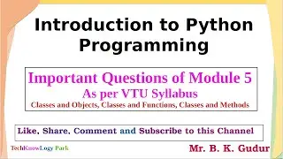 VTU Important Questions of Introduction to Python Programming - Module 5