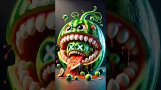Watermelon monster trying to eat guava👹🍉🍐 | GooGoo Monsters #fruitmonster #animation #watermelon