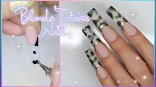 How to do Easy Blonde tortoise Shell nail art | Xlong Tapper square french  Makartt polygel nails