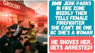 ENTITLED JERK BLOCKED A FIRE LANE AND TOLD FEMALE FIREFIGHTER TO LEAVE ONLY TO GET HIMSELF ARRESTED!
