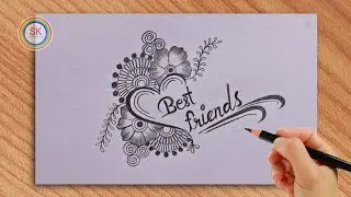 Making a Best Friend tattoo with pencil || beautiful heart drawing