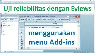 Uji reliabilitas dengan Eviews menggunakan menu Add ins