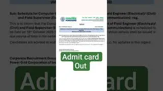PGCIL Admit Card 2025 Released for Field Engineer/Supervisor Exam #powergrid #shorts