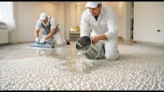 Crystal Clear Epoxy Over Liquid Pearl Beads | High-End Floor Making Process