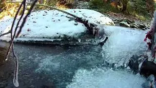 Winter Snow & Ice - Flowing River - Relaxing Water Nature Sounds - 2hrs