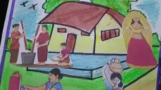 Women condition in village and town poster