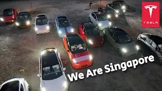 TESLA Synchronized Light Show: We Are Singapore Remix with 17 Teslas!