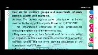 How do the pressure groups and movements influence politics? Explain with examples.