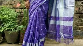 Linen Check Saree