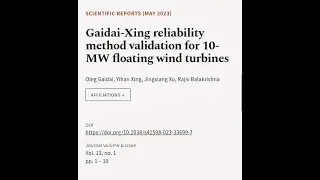 Gaidai-Xing reliability method validation for 10-MW floating wind turbines | RTCL.TV