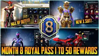 MONTH 8 ROYAL PASS 1 TO 50 REWARDS | M8 1 TO 50 RP LEAKS | SPIDERMAN BIKE AND OUTFIT