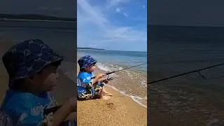 3 years old boy fishing #beach #fishing