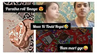 Hum Gaye mart😍|| Ghar mein Banee Paratha roll🤤|| #minaazsiblings|| Minahil & Maaz