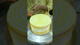 Orange N Yellow Color Gel Cake A Very Simple Cake Design😵 #majlekarscake #cake #cakedecorating