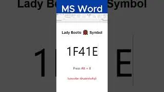 Lady Beetle 🐞 Symbole in MS Word #shorts #wordtricks #viralshorts #youtubeshorts