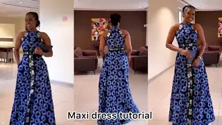 Parts 2 Trendy two color Maxi dress tutorial with halter and front slit