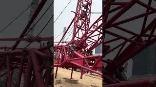 SANY 300 ton crawler crane￼ Luffing boom assembly #trending #funny #sany #crane #viralvideo