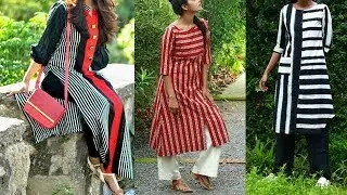 Super Stylish Striped kurti Designs Best collections