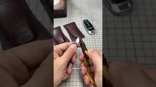 Handcrafted full-grain leather key case for Audi A6/A8. #handmade #leathercraft #carkeycase #fypage