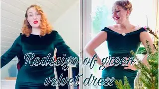 Retro green velvet dress - a redesign