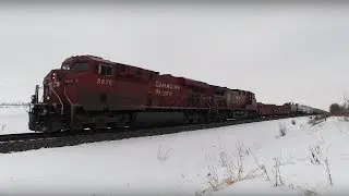 CP Train Spotting HD: CP 8870 & 9805 Leads CP 293 North At Ellerslie 3/3 3/19/18