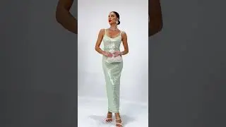 Shimmering green sequin evening gown with a graceful silhouette
