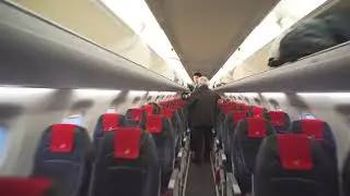 Italy, Rome, Leonardo da Vinci Airport, boarding AlItalia flight to Naples