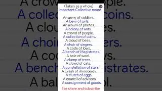 Important Collective Nouns समूह वाचक संज्ञा ।#english #spoken_english #collective