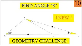Geometry Quiz, Exercise 10, problem hard, Find angle X geometry challenge, great question & solution
