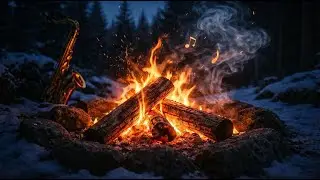 Cozy Winter Night Jazz Relaxing & Fireplace for Sleep #fireplaceambience #burningfireplace