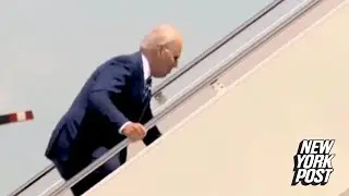 Biden again trips up Air Force One stairs | New York Post