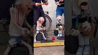 street theatre.  Metallica.  playing guitar.  puppets earn money. #shorts