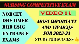 DMER exam question paper for staff nurse 2023  Video 11. Nursing competitive exams