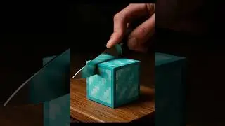 🔪 Cutting a Diamond Block with a Knife #pixelart #minecraftvibes #satisfying #asmr