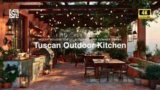 Tuscan Outdoor Kitchen in Mocha Mousse Rustic Elegance for Summer Dining
