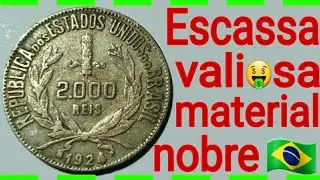 Escassa e valiosa moeda de 2000 r&eacute;is 1924. Material nobre e top