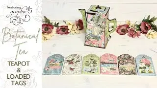 Чайник-коробка с заряженными бирками, включающими набор Graphic 45 Botanical Tea