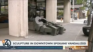 Historical sculpture in downtown Spokane vandalized overnight