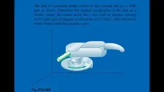 The disk of a portable sander rotates at the constant rate rpm as shown. Determine the angular a