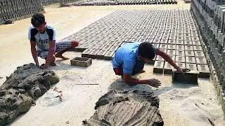 Local famous brick field for clay brick making/ handmade clay soil brick factory.
