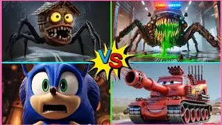 Sonic Worm🆚Police Car Monster🆚McQueen Tank🆚House Head - Tiles Hop EDM Rush 🎶