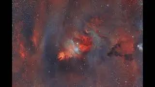 Process Video | 4x Speed | Cone Nebula and Christmas Tree Cluster | PixInsight | 5 Hour Narrowband